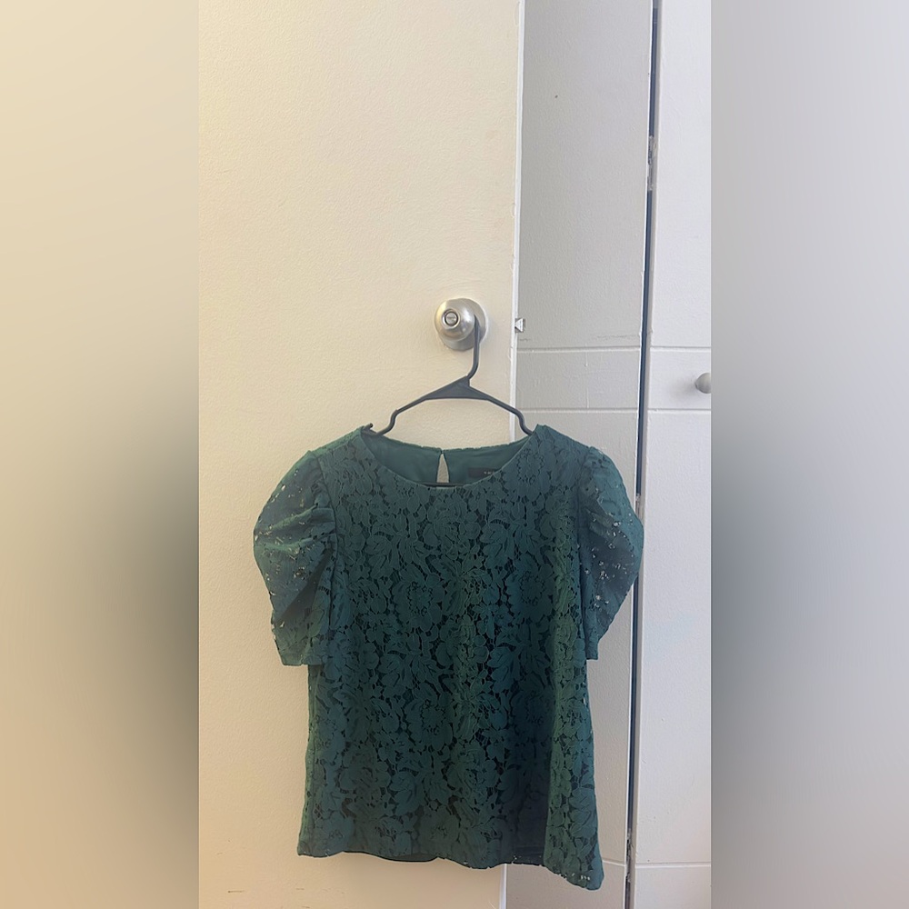 Green Lace Detail Top